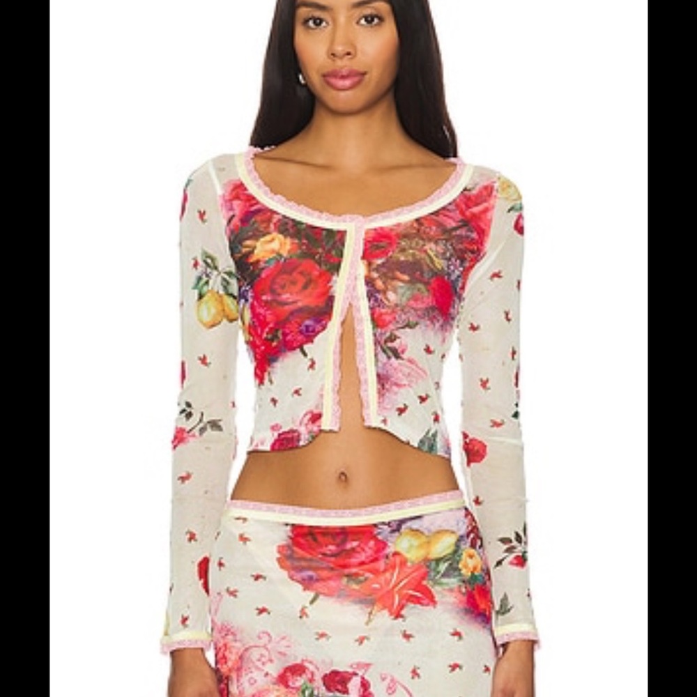 Jaded London Printed Mesh Cardigan